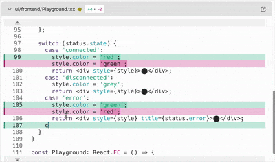 Directly editing code in the Code Review panel inline diff view